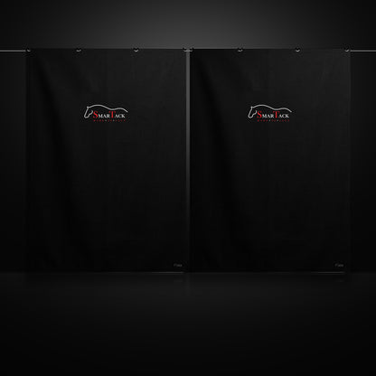 SmarTack Corridor Curtains 210 cm, pair of black stable aisle curtains with metal eyelets