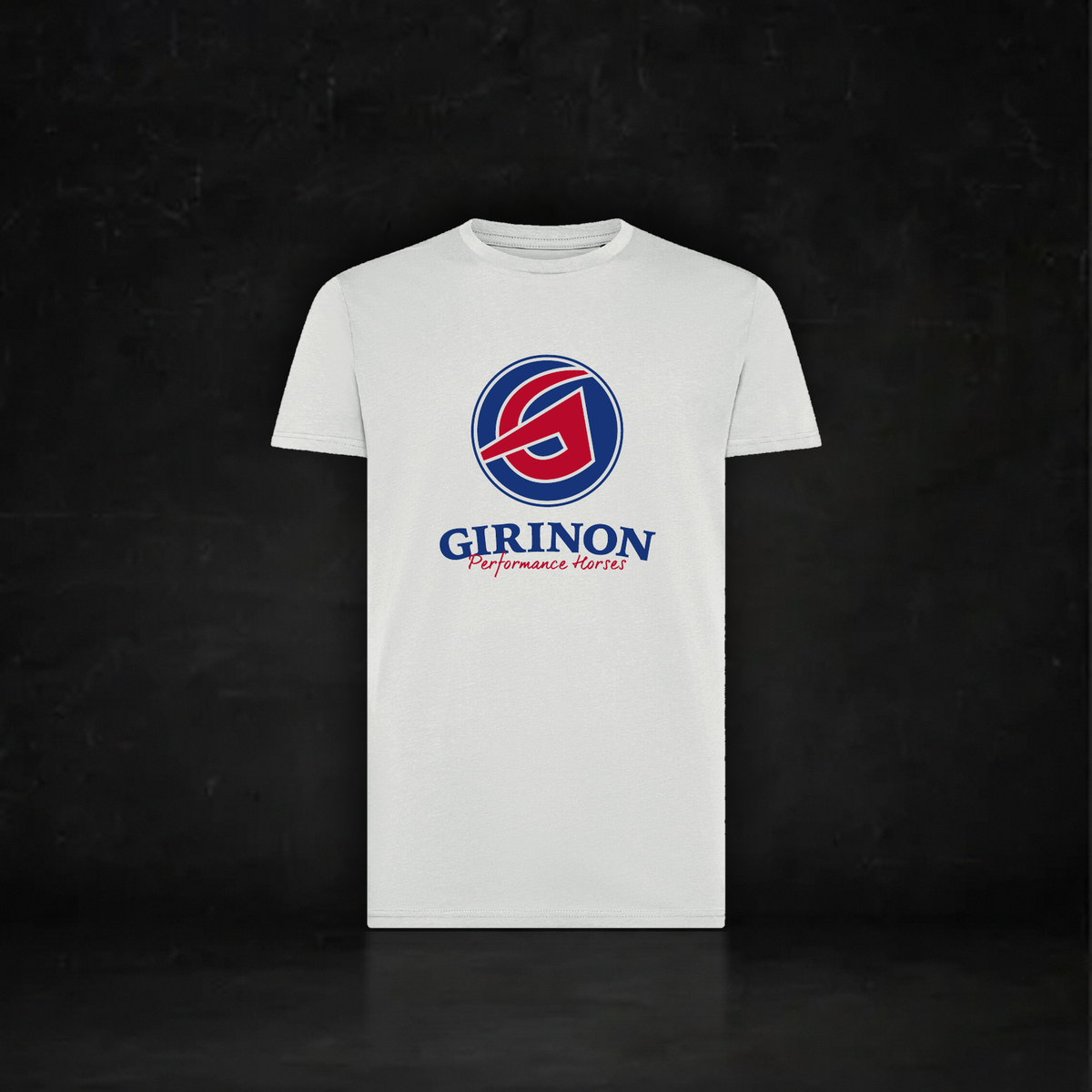 Men's Girinon x SmarTack T-shirt, front with Girinon Performance Horses emblem
