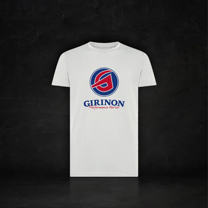 Men's Girinon x SmarTack T-shirt, front with Girinon Performance Horses emblem